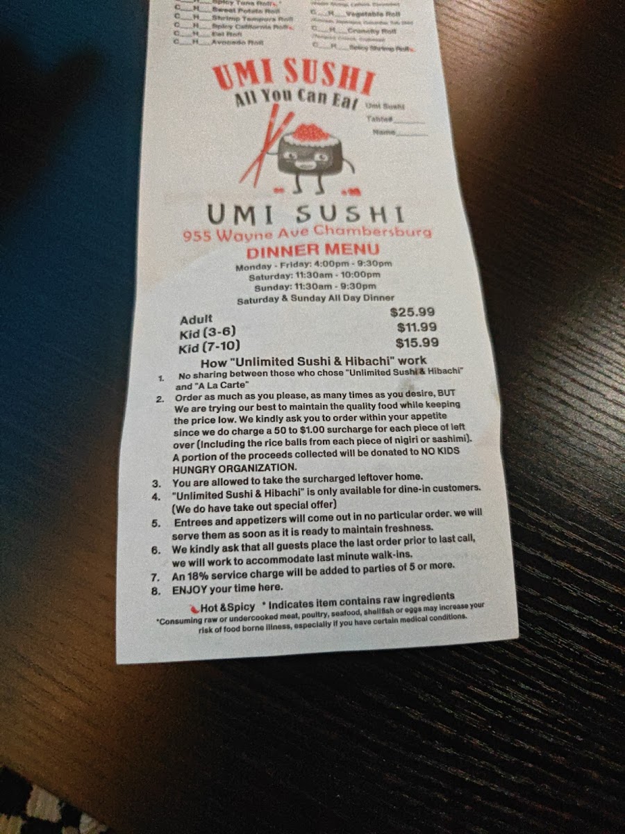 Umi Sushi All You Can Eat Photo Menu 10