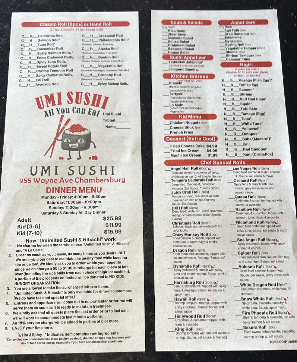 Umi Sushi All You Can Eat Photo Menu 4