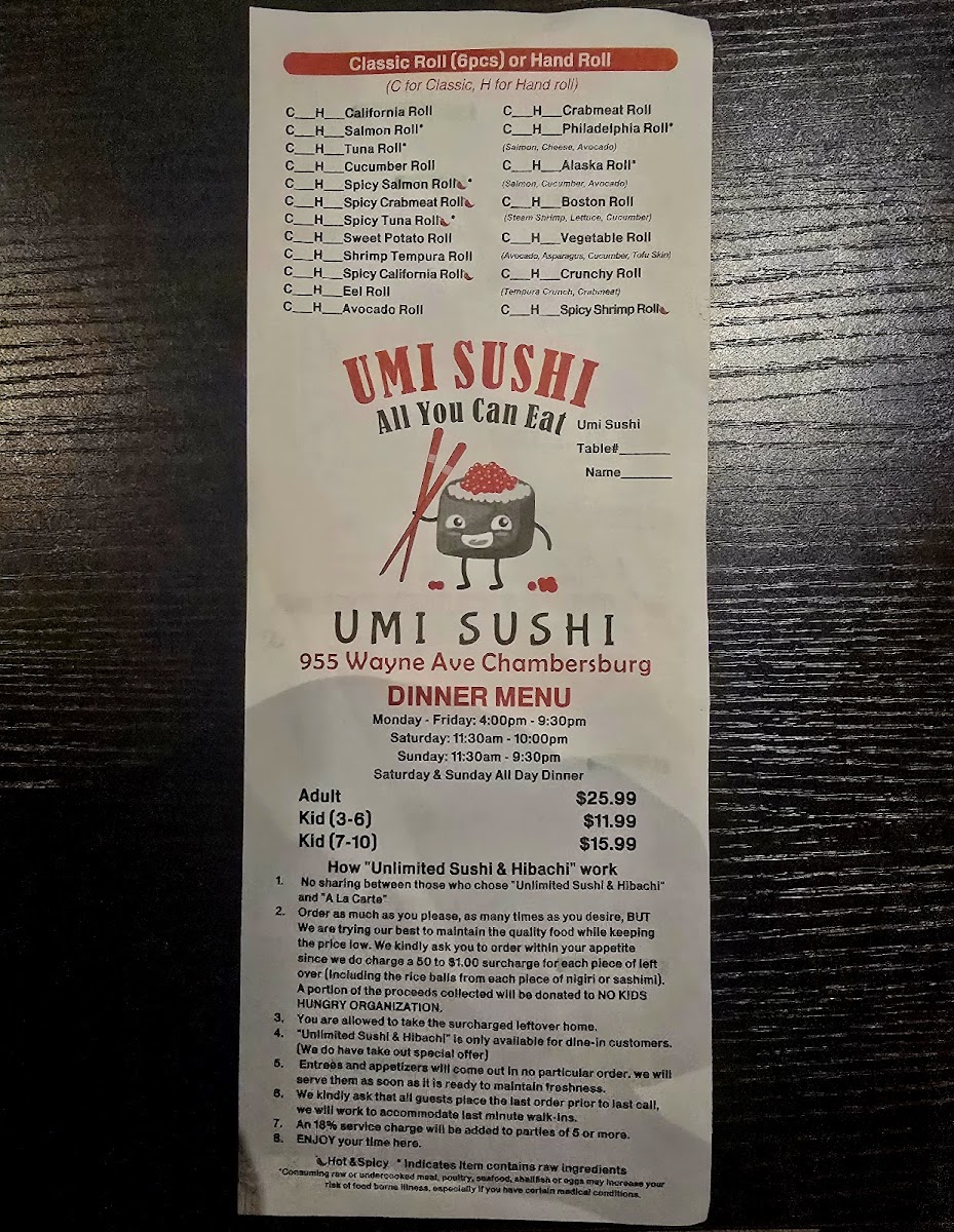 Umi Sushi All You Can Eat Photo Menu 6