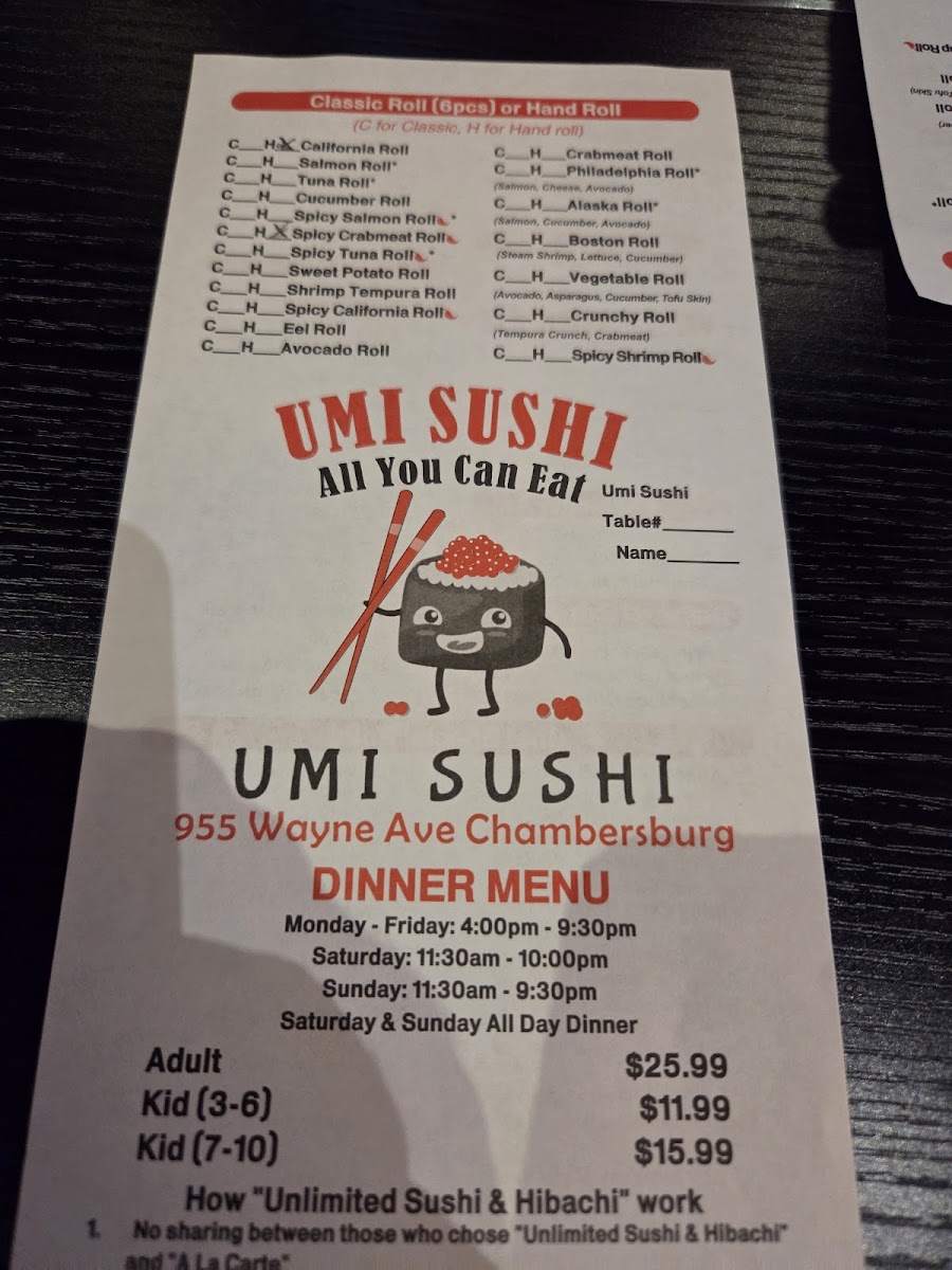 Umi Sushi All You Can Eat Photo Menu 9