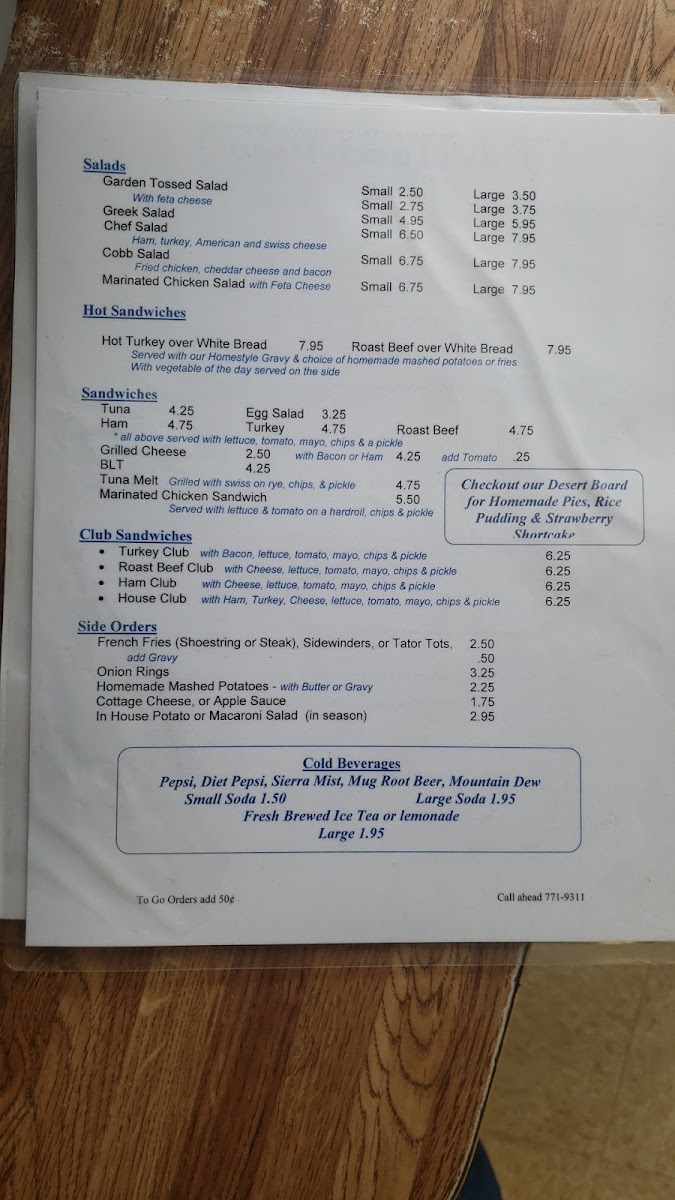 Jody's diner Photo Menu 2