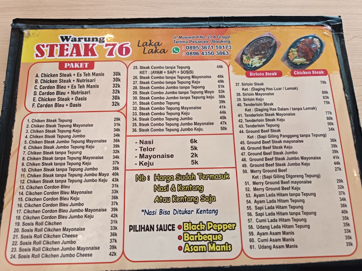 WARUNG STEAK 76 Grogol Photo Menu 1