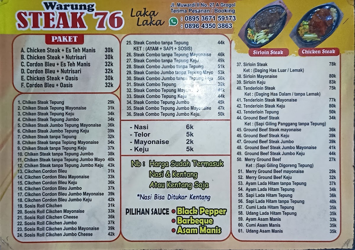 WARUNG STEAK 76 Grogol Photo Menu 2
