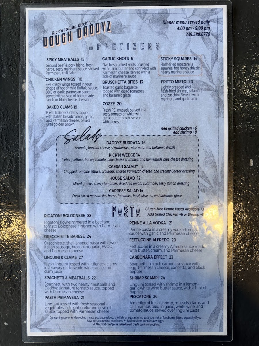 Dough Daddyz Kick’n Italian Kitch’n Photo Menu 1