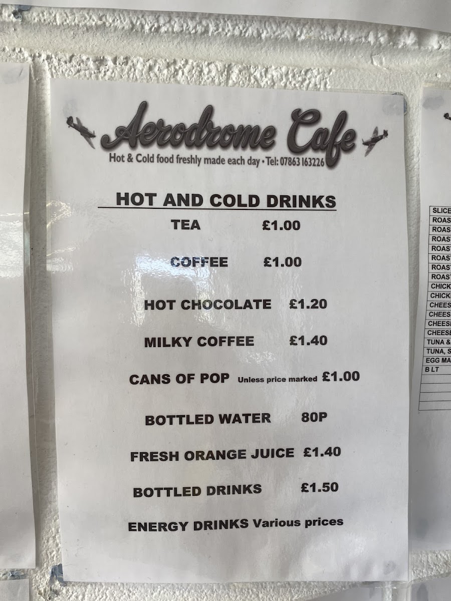 Aerodrome Cafe Photo Menu 1