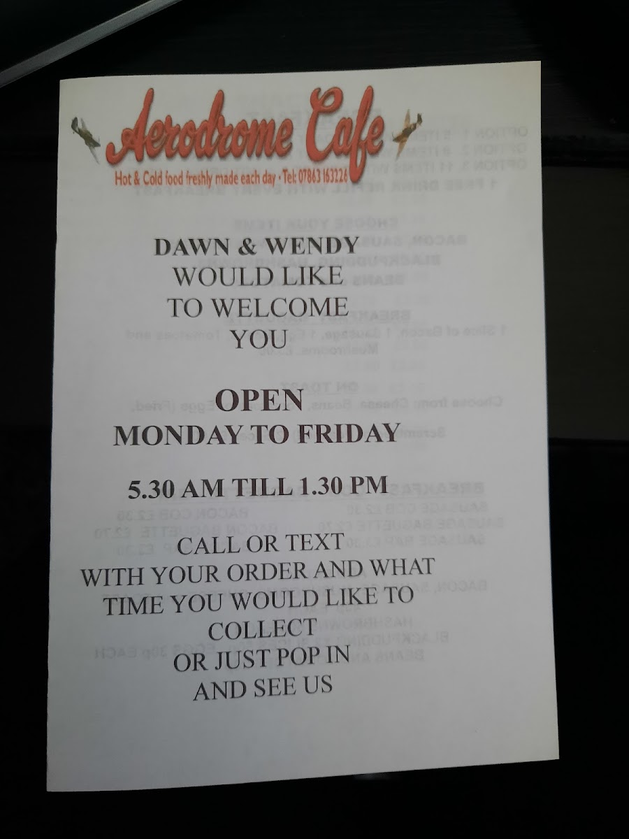 Aerodrome Cafe Photo Menu 3