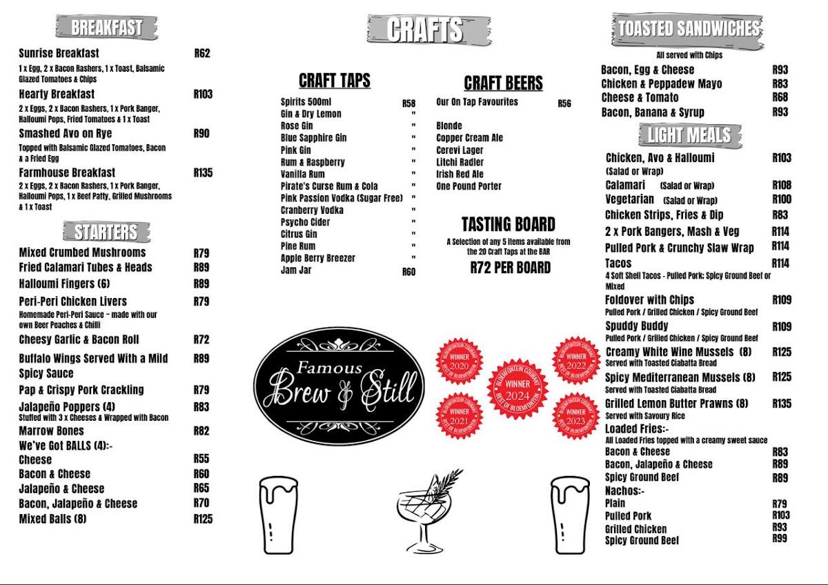 Famous Brew & Still Photo Menu 1
