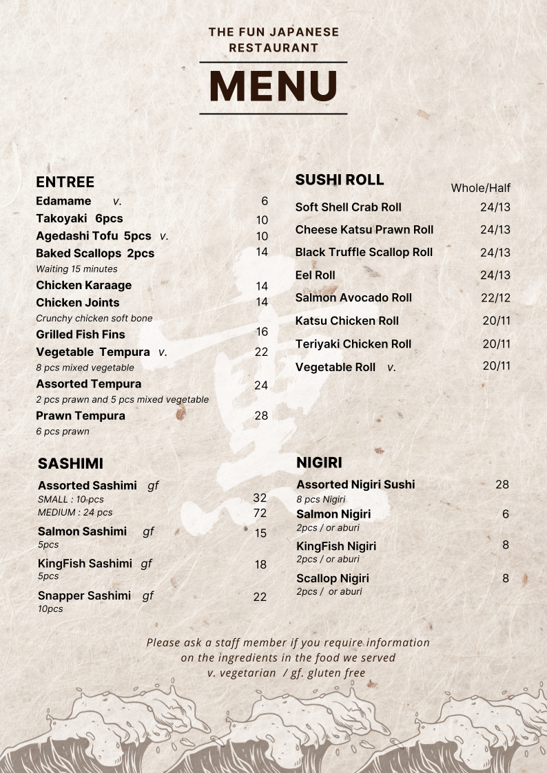 The Fun Japanese Restaurant Photo Menu 1