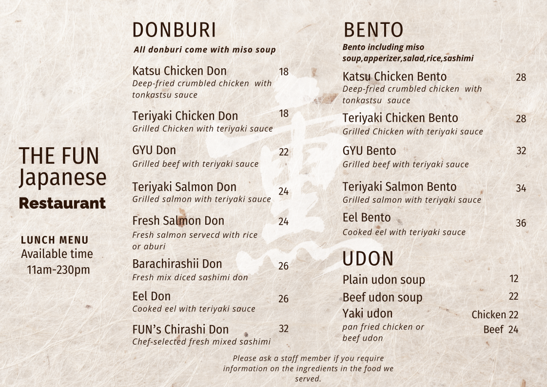 The Fun Japanese Restaurant Photo Menu 3
