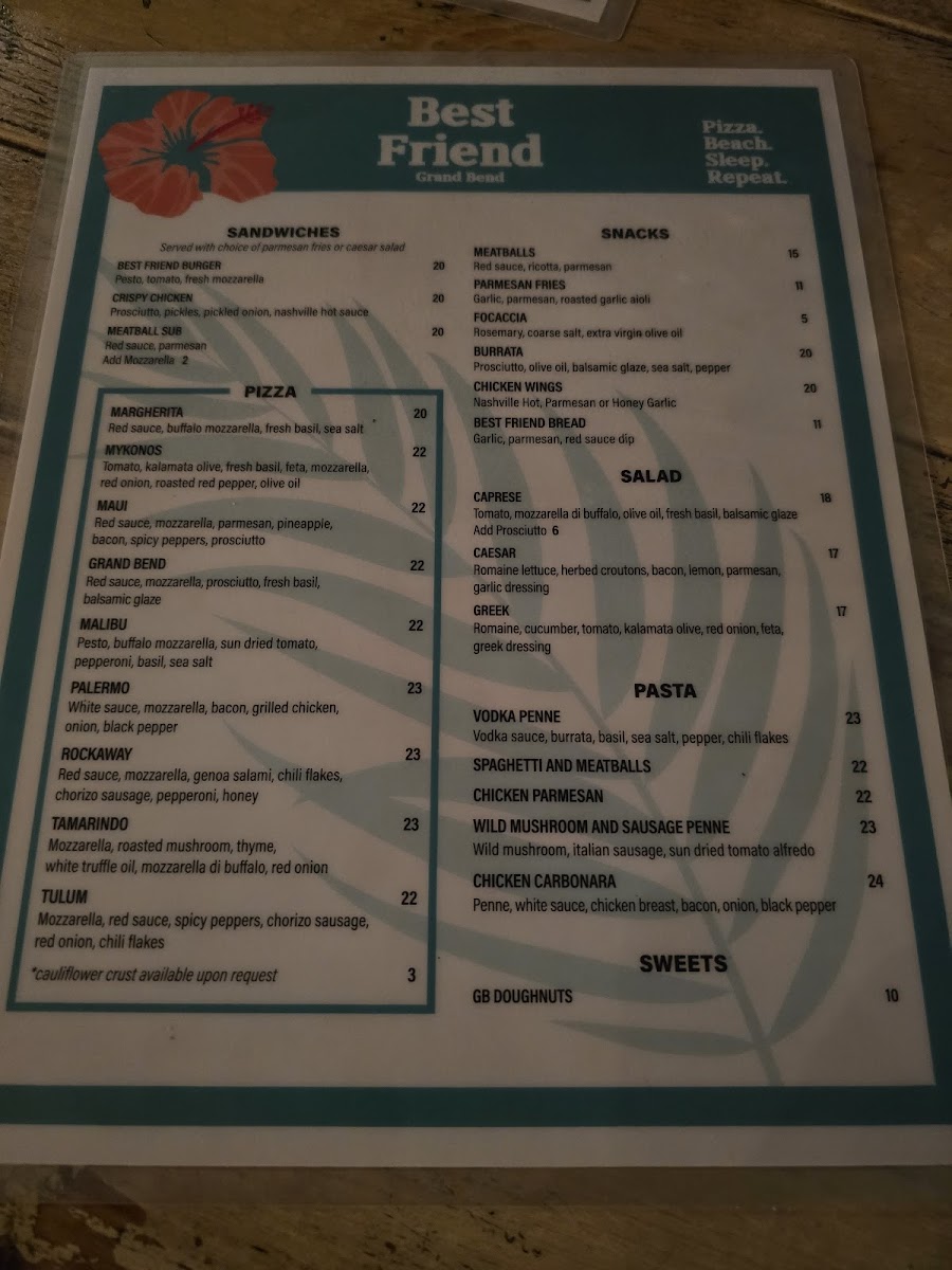 Best Friend Pizza Photo Menu 1