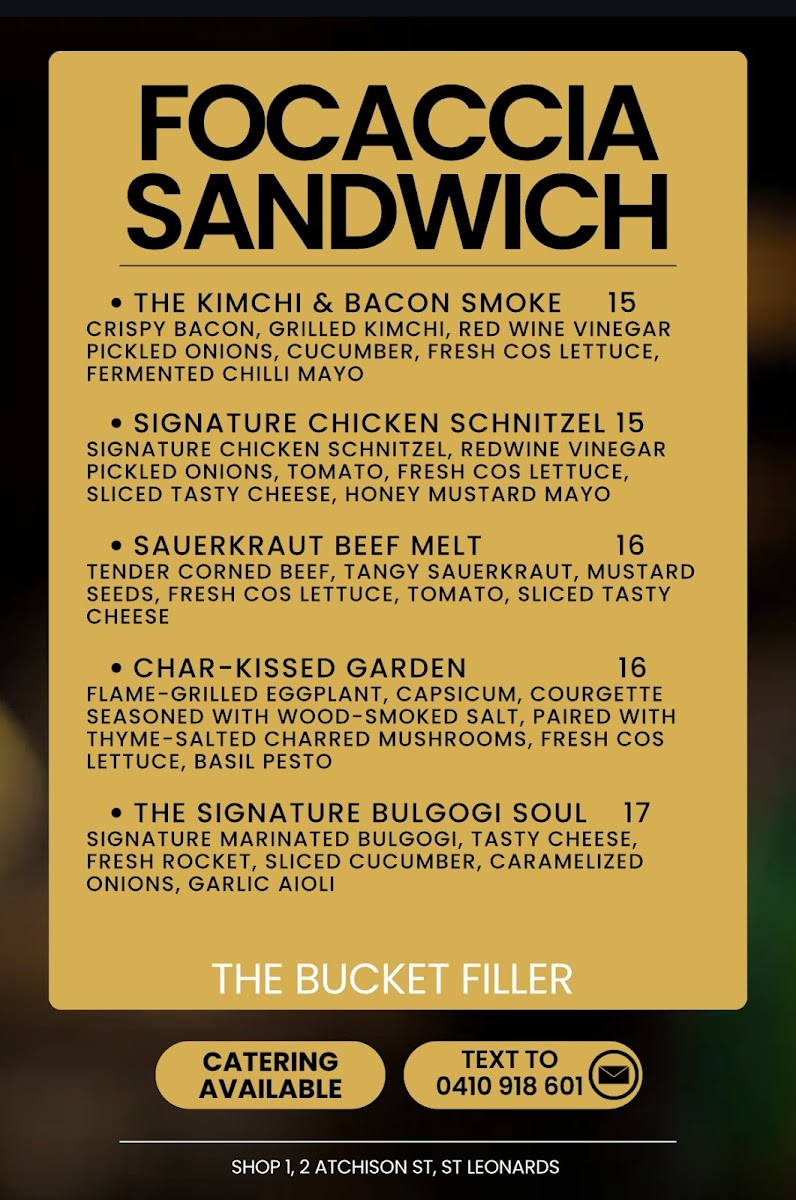 The Bucket Filler Photo Menu 5