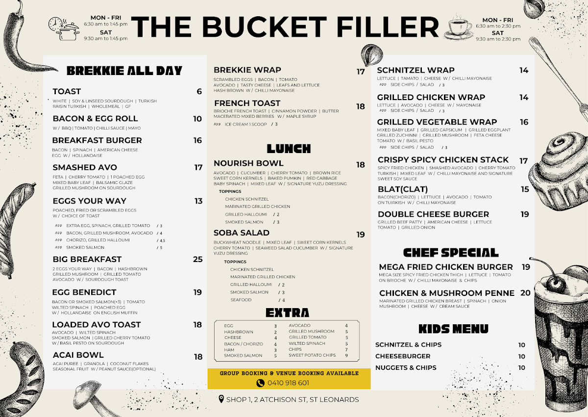 The Bucket Filler Photo Menu 8