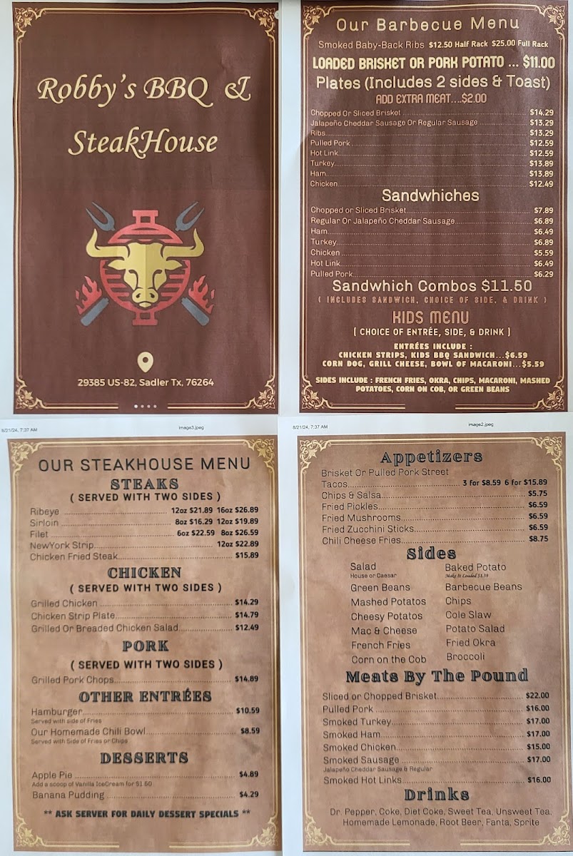 Robby's BBQ & Steakhouse Photo Menu 1
