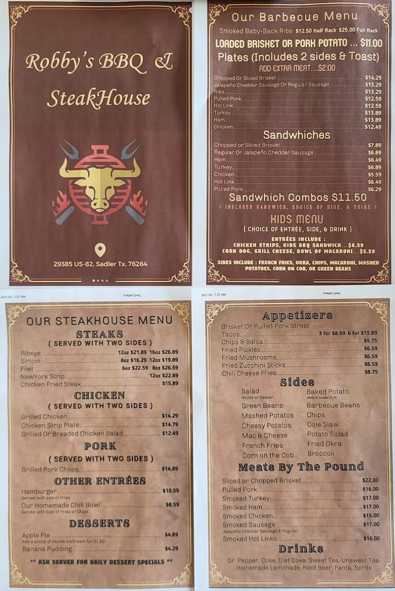 Robby's BBQ & Steakhouse Photo Menu 2