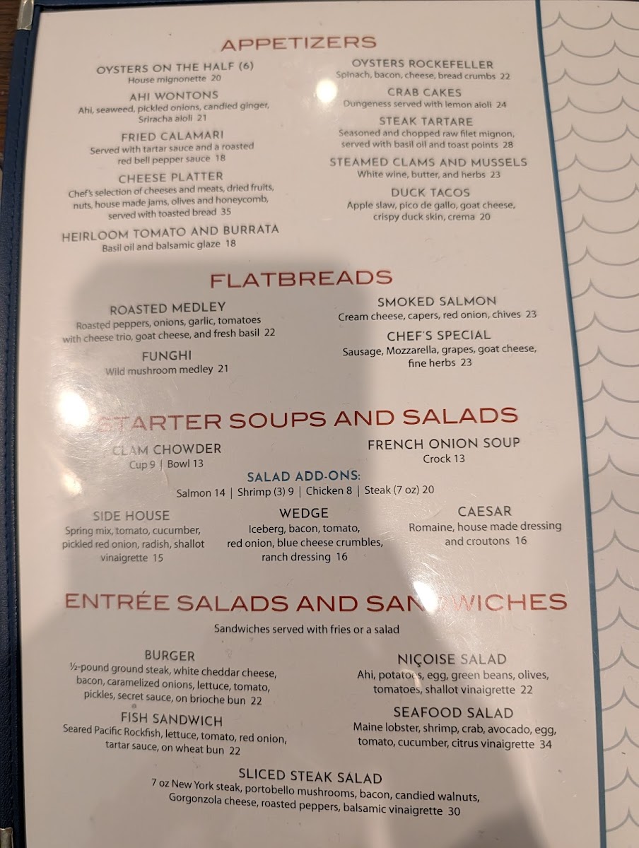 Vista Steak and Seafood Photo Menu 1