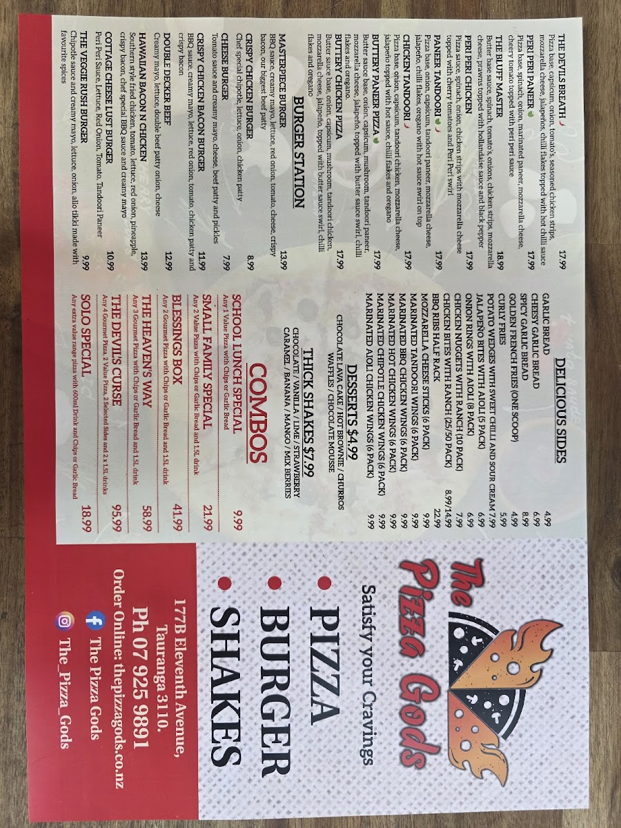 The Pizza Gods 11th Avenue Photo Menu 2