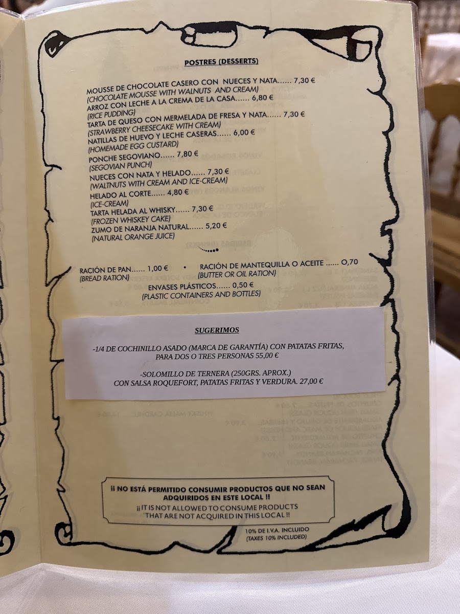 Meson Don JIMENO Photo Menu 2
