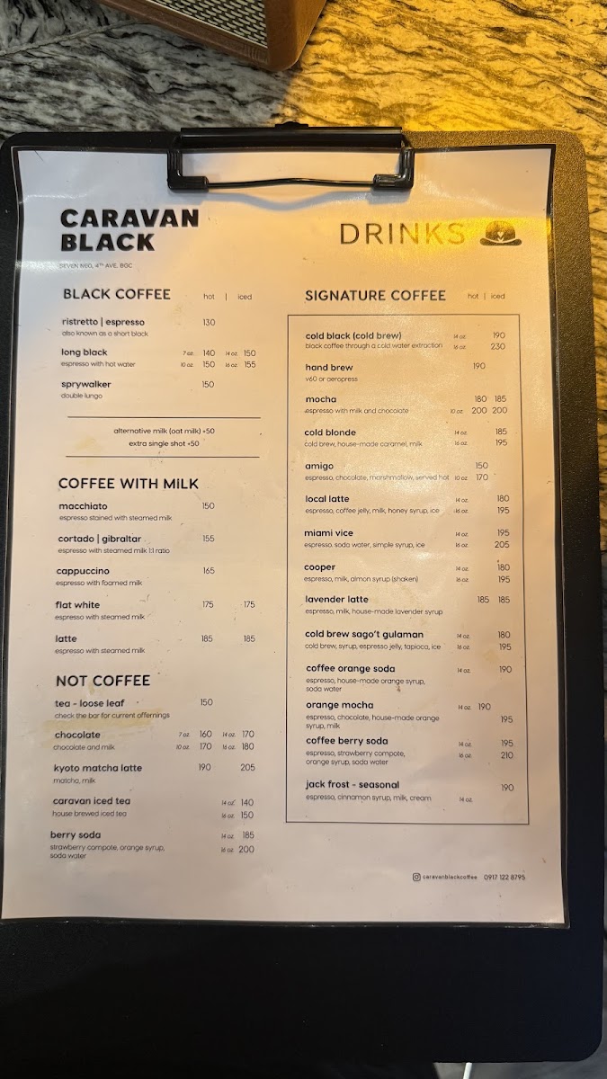 Caravan Black Coffee Company Photo Menu 7