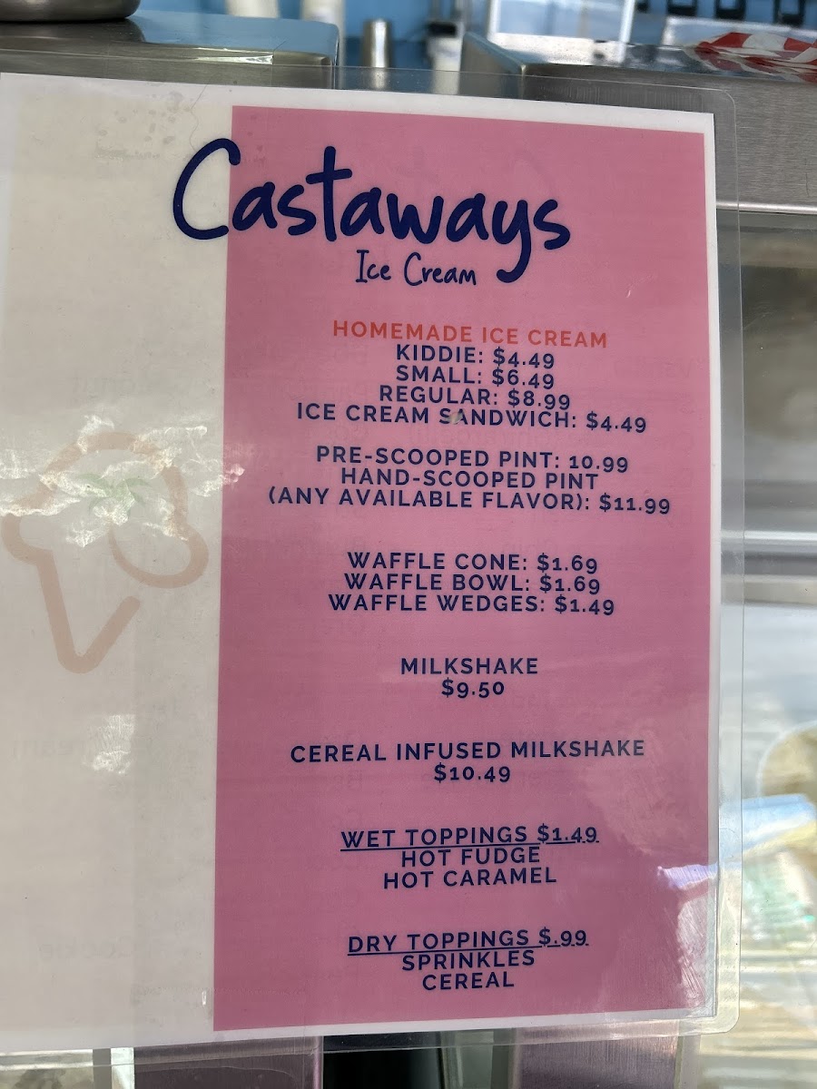 Castaways Ice Cream--Moiliili Photo Menu 1