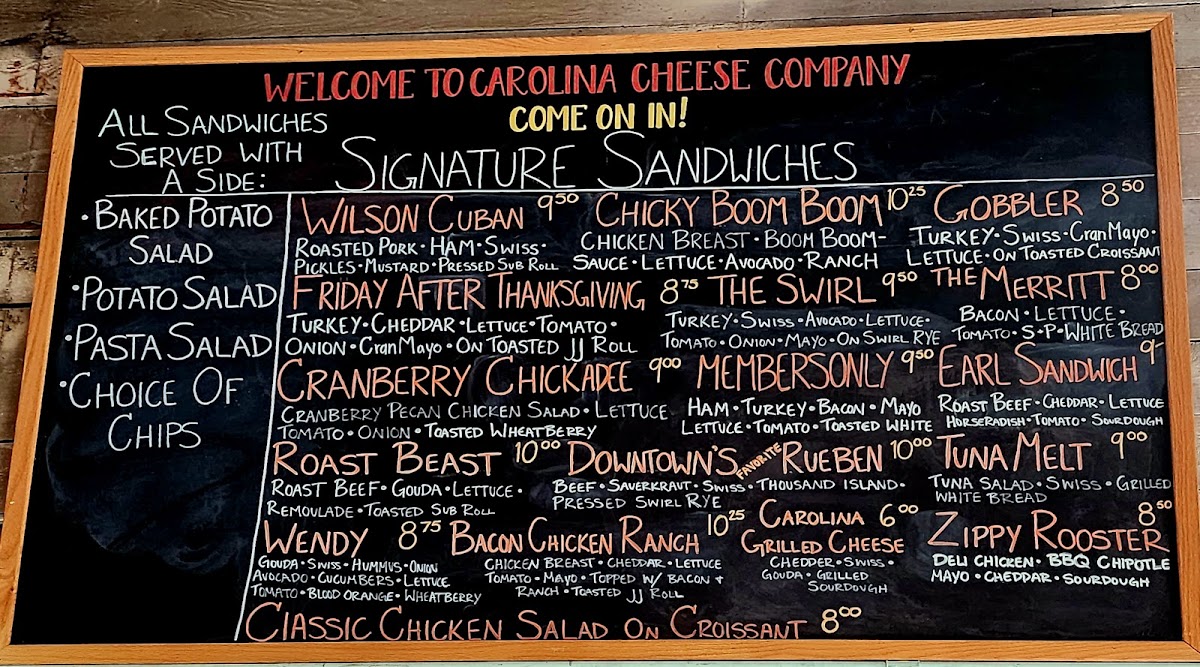 Carolina Cheese Co. Photo Menu 1