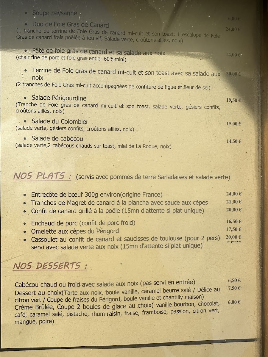 Auberge Le Colombier Photo Menu 1