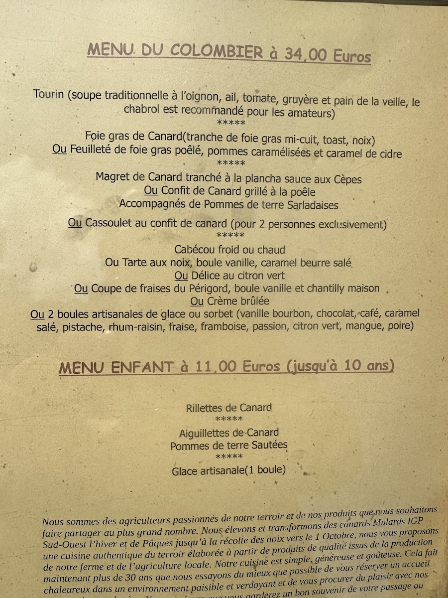 Auberge Le Colombier Photo Menu 3