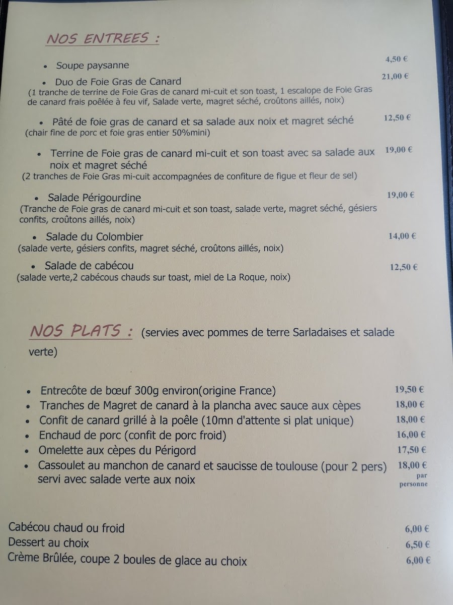Auberge Le Colombier Photo Menu 6
