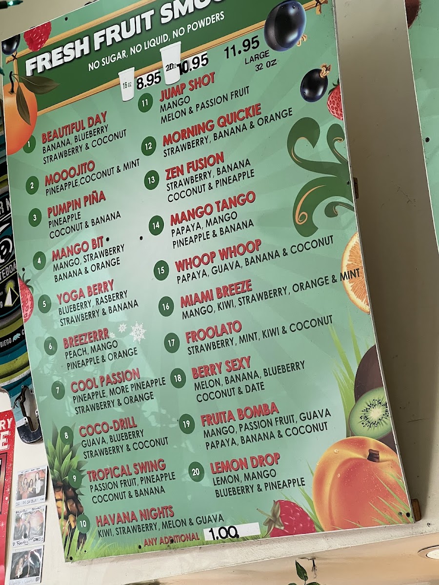 The Smoothie Shop Photo Menu 1