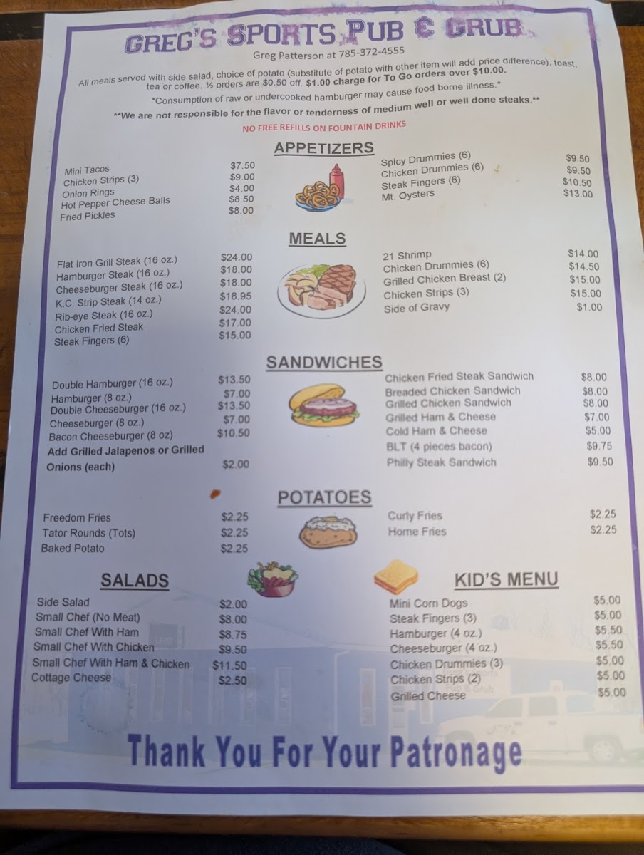 Greg's Sports Pub & Grub Photo Menu 2