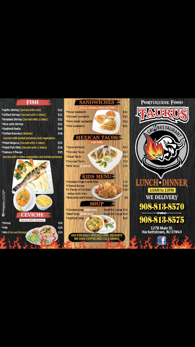 Taurus Grill Restaurant and BBQ Photo Menu 1