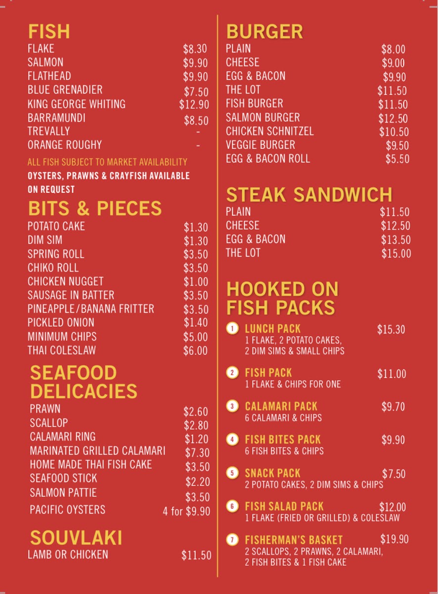 Hooked on Fish Photo Menu 1