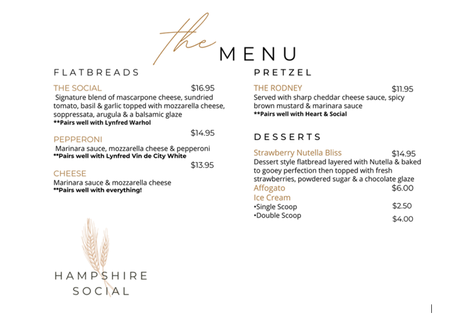Hampshire Social Photo Menu 3