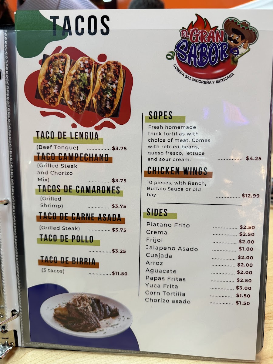 El Gran Sabor Restaurant Photo Menu 3