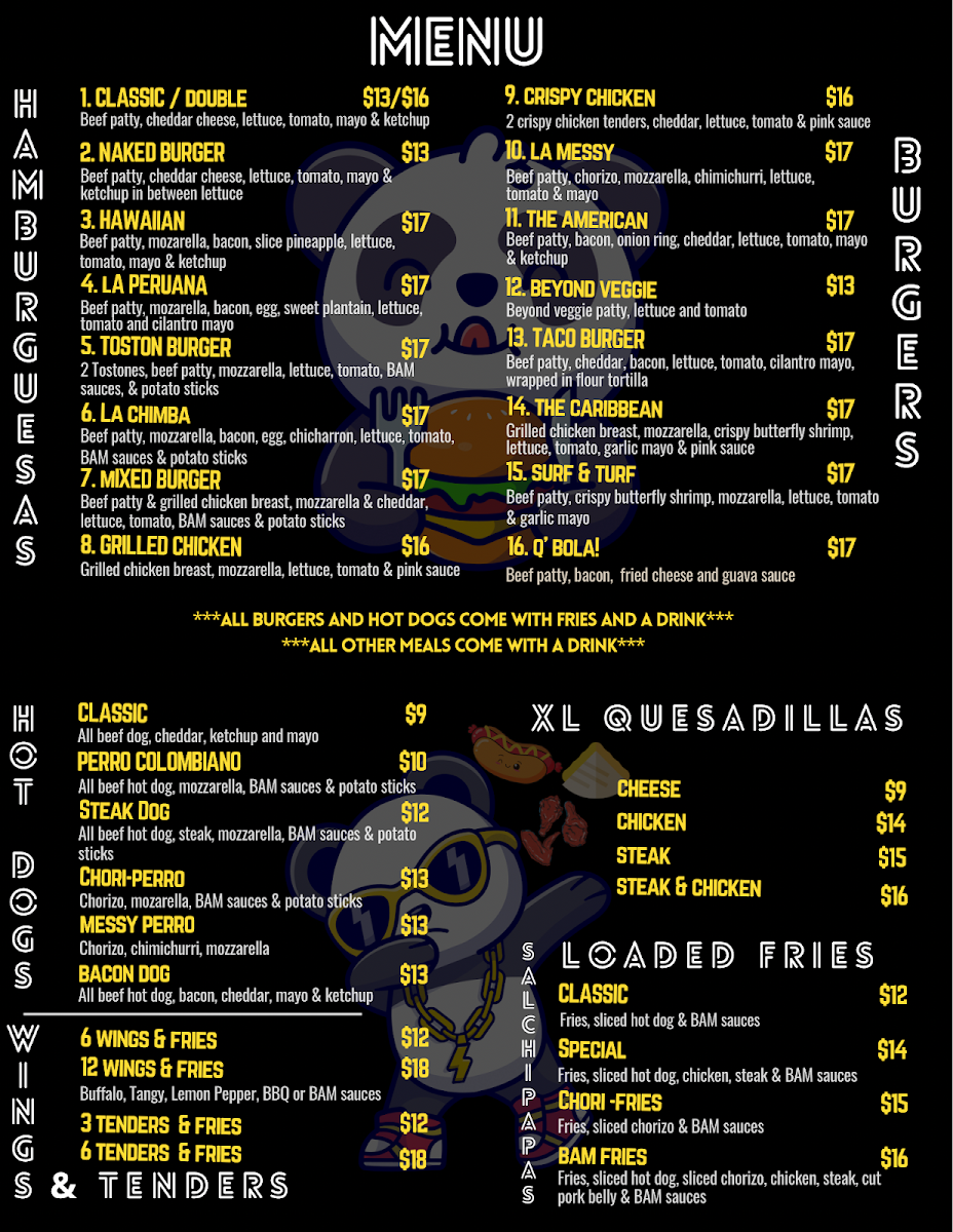 BAM BURGER RESTAURANT Photo Menu 1