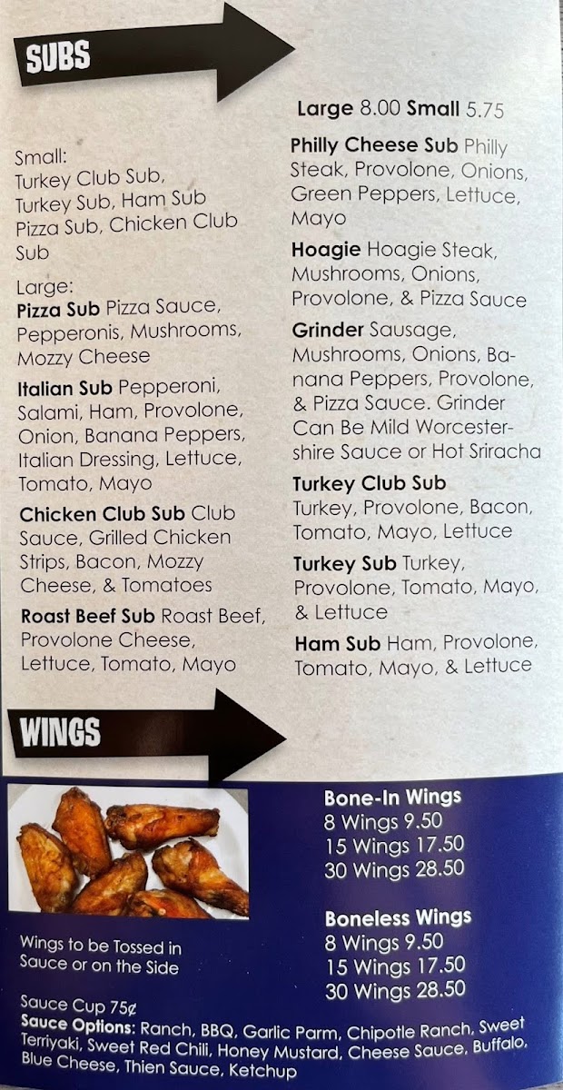Thobe's Carry Out Photo Menu 1