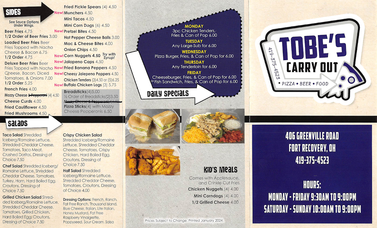 Thobe's Carry Out Photo Menu 5
