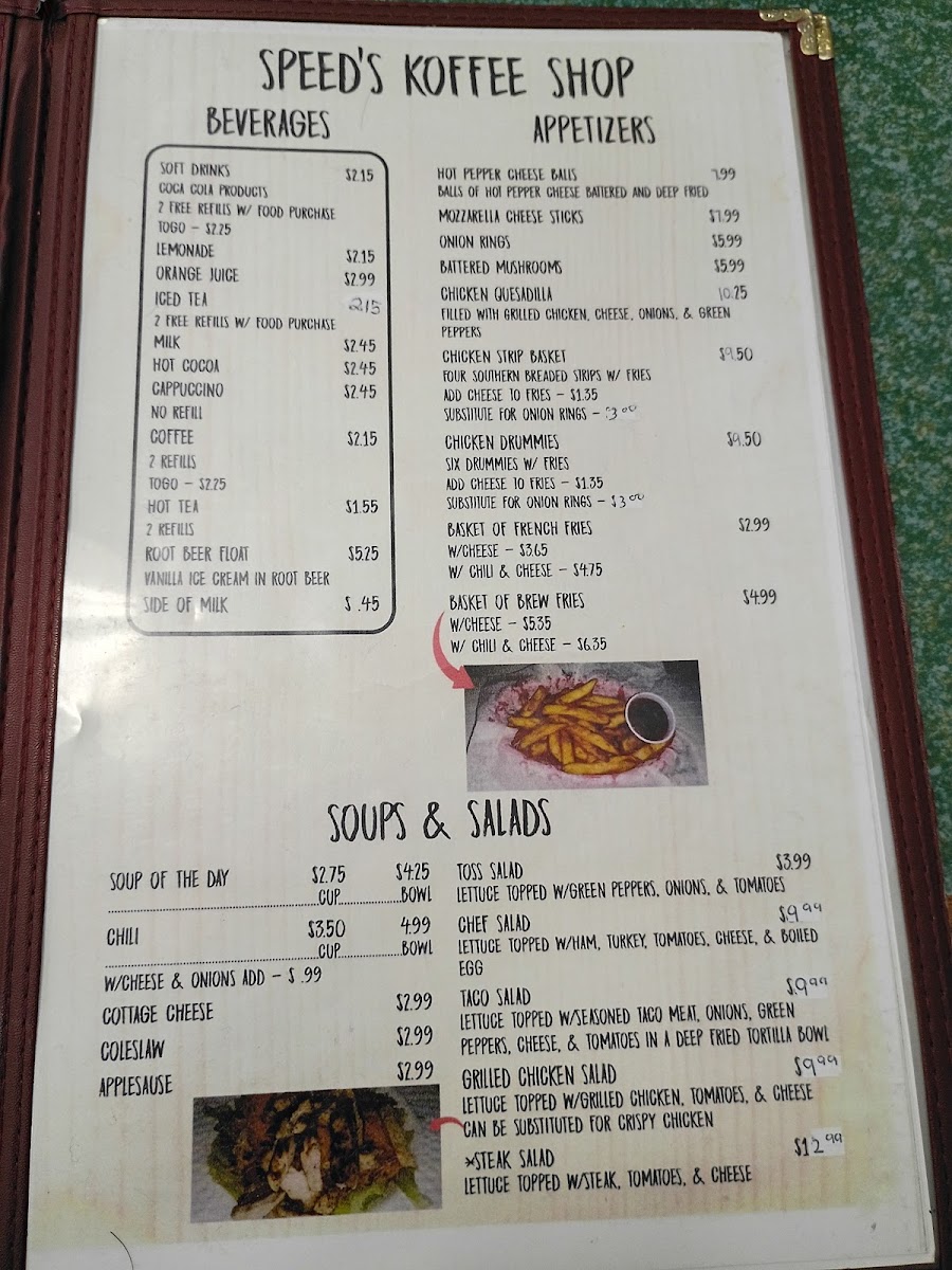 Speeds Coffee Shop Photo Menu 1