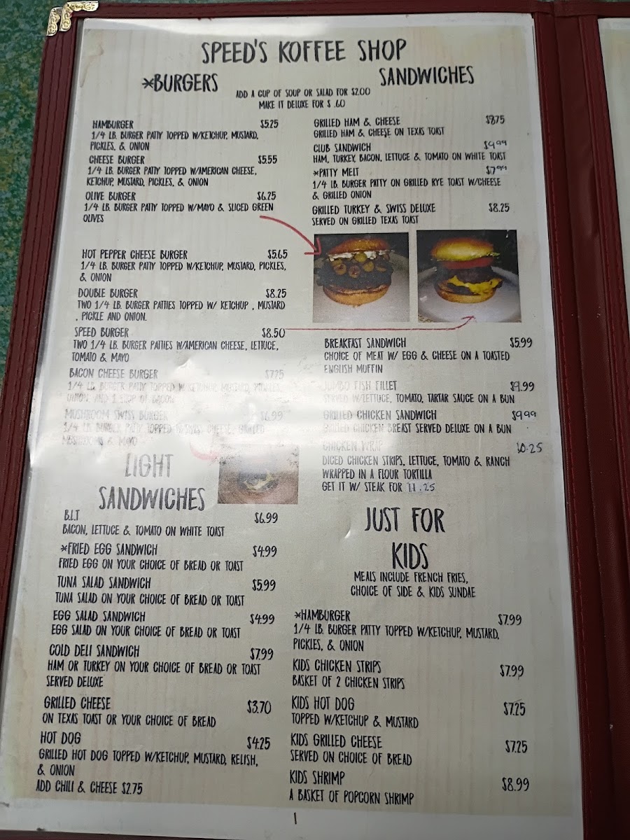 Speeds Coffee Shop Photo Menu 2