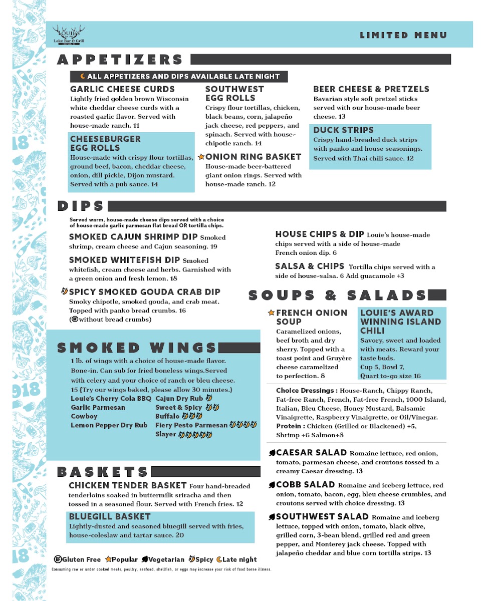 Louie's Lake Bar & Grill Photo Menu 1