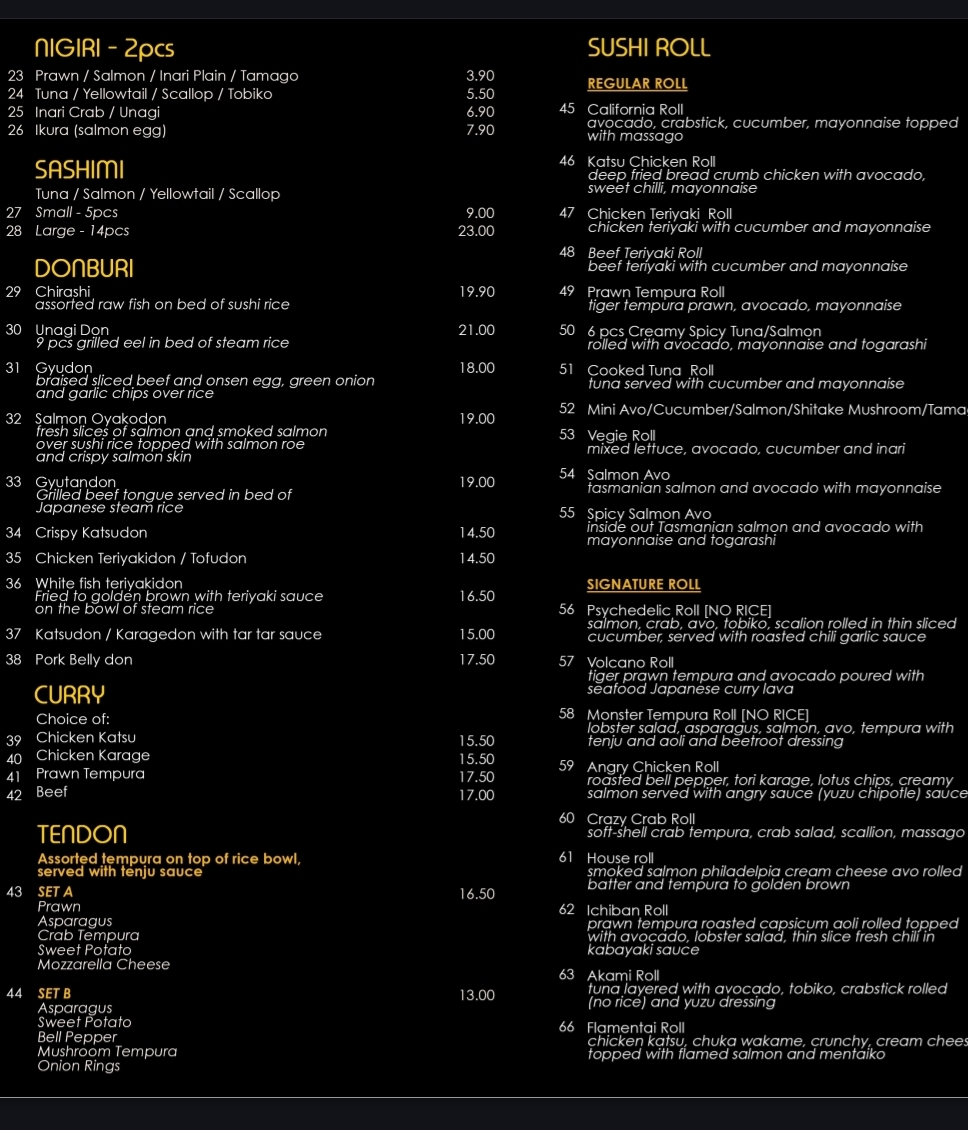 Aburi House Photo Menu 2