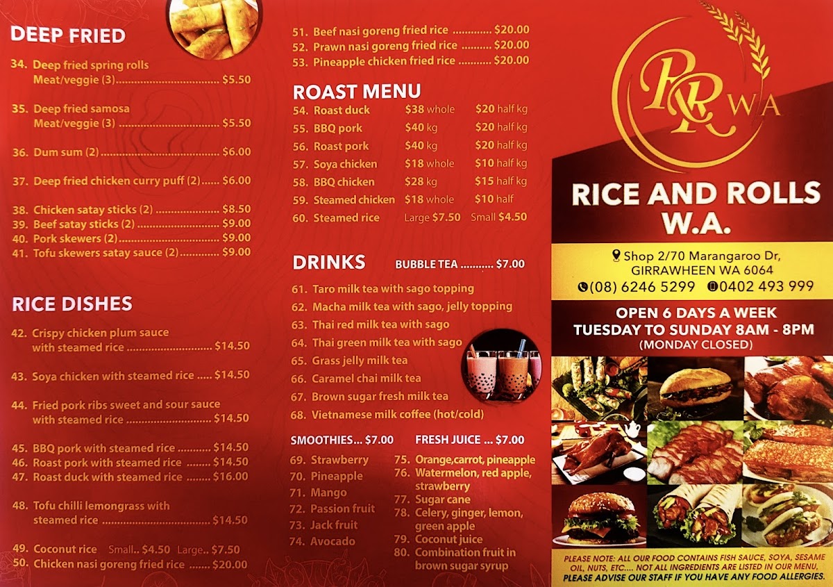 Rice and Rolls WA Photo Menu 2