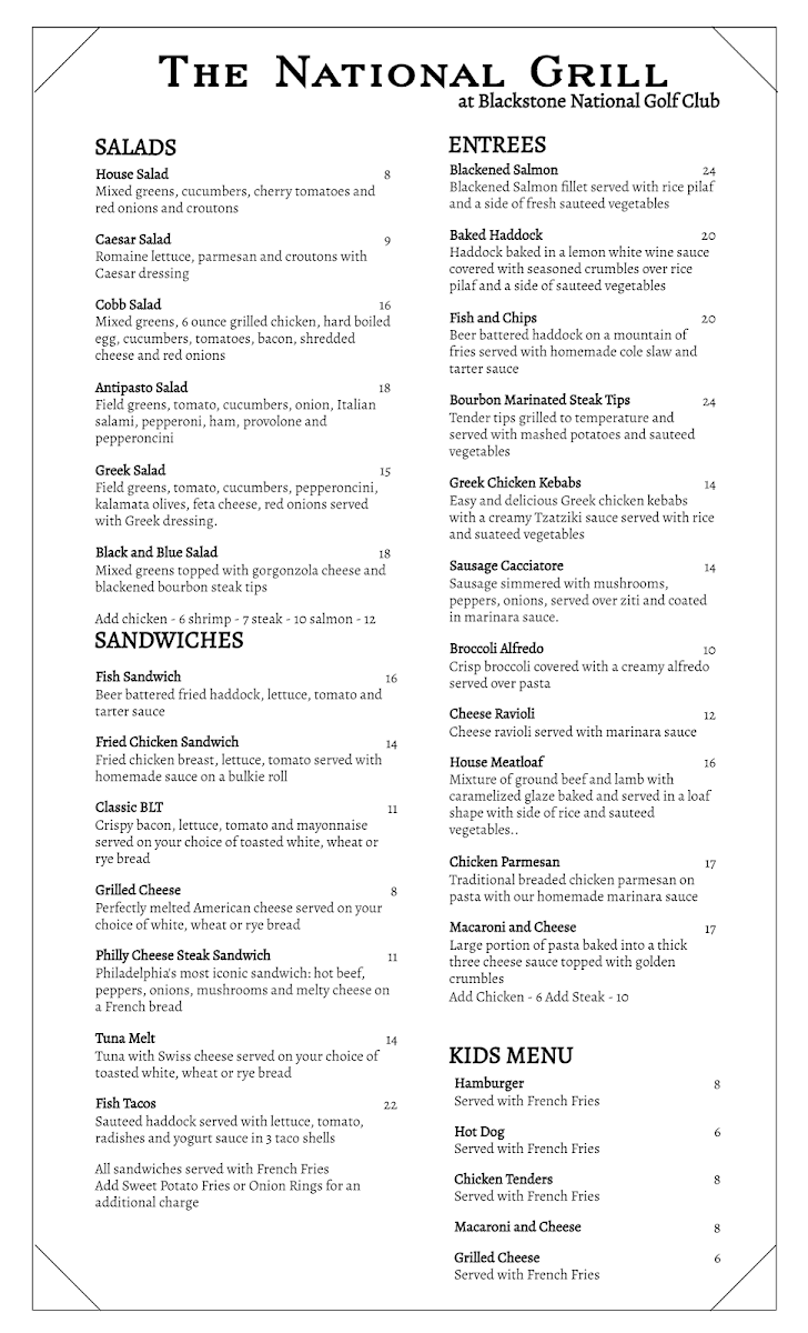 The National Grill Photo Menu 2