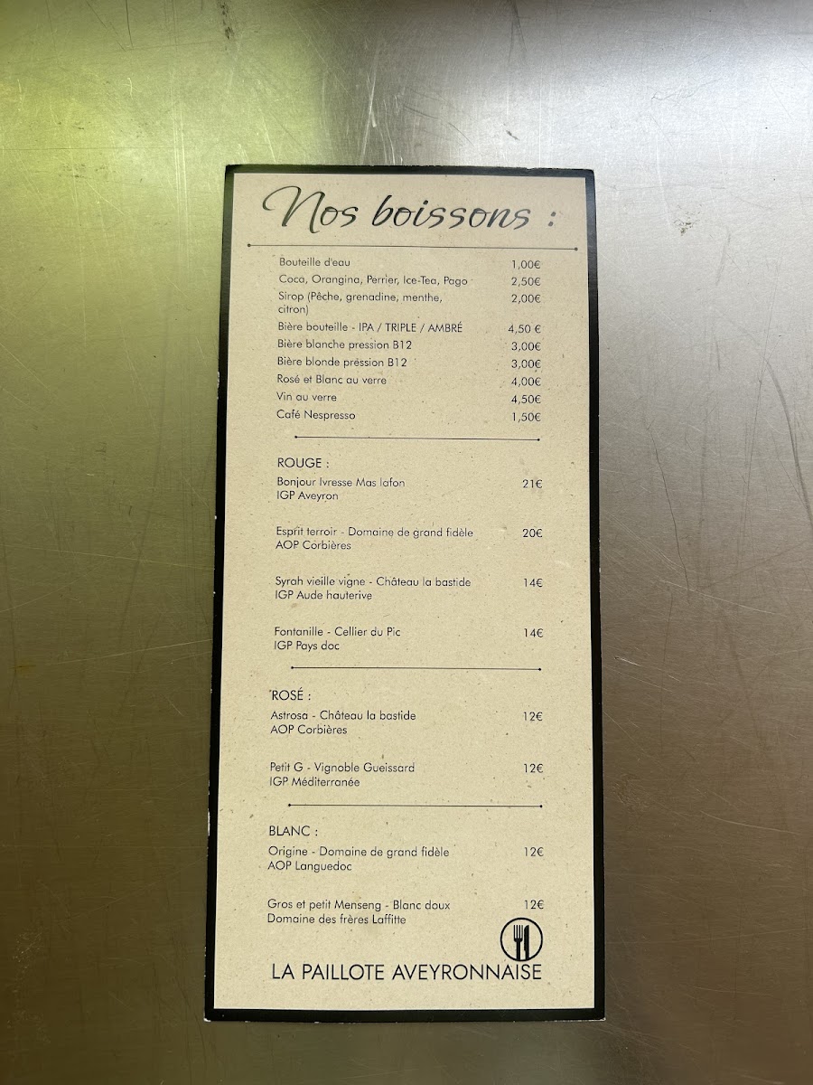 La paillote Aveyronnaise Photo Menu 1