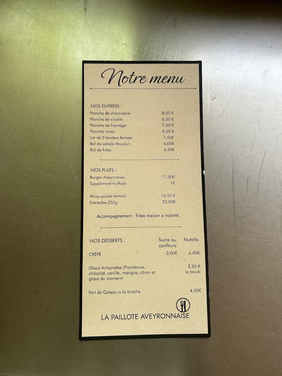 La paillote Aveyronnaise Photo Menu 2