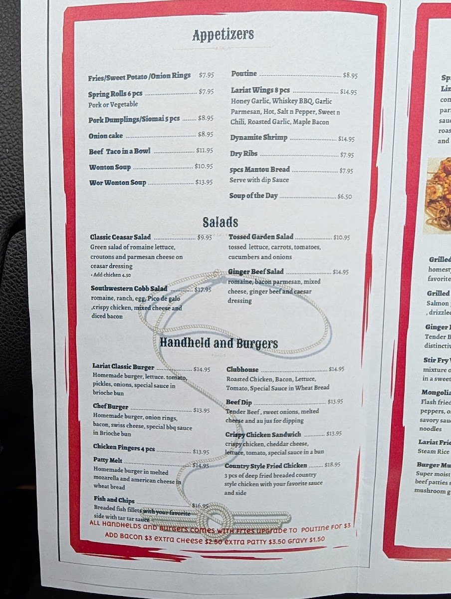 Lariat Restaurant Photo Menu 1