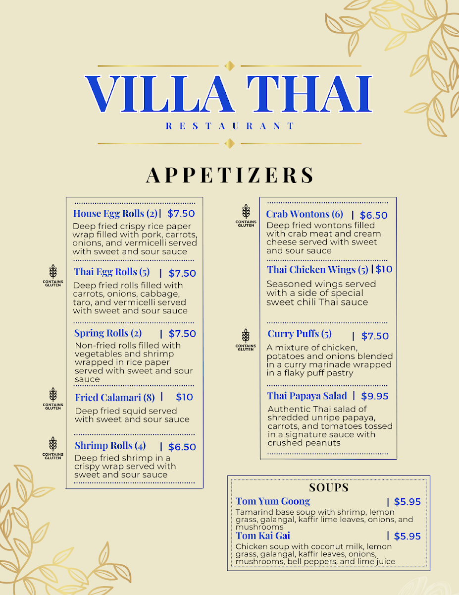 Villa Thai Photo Menu 1