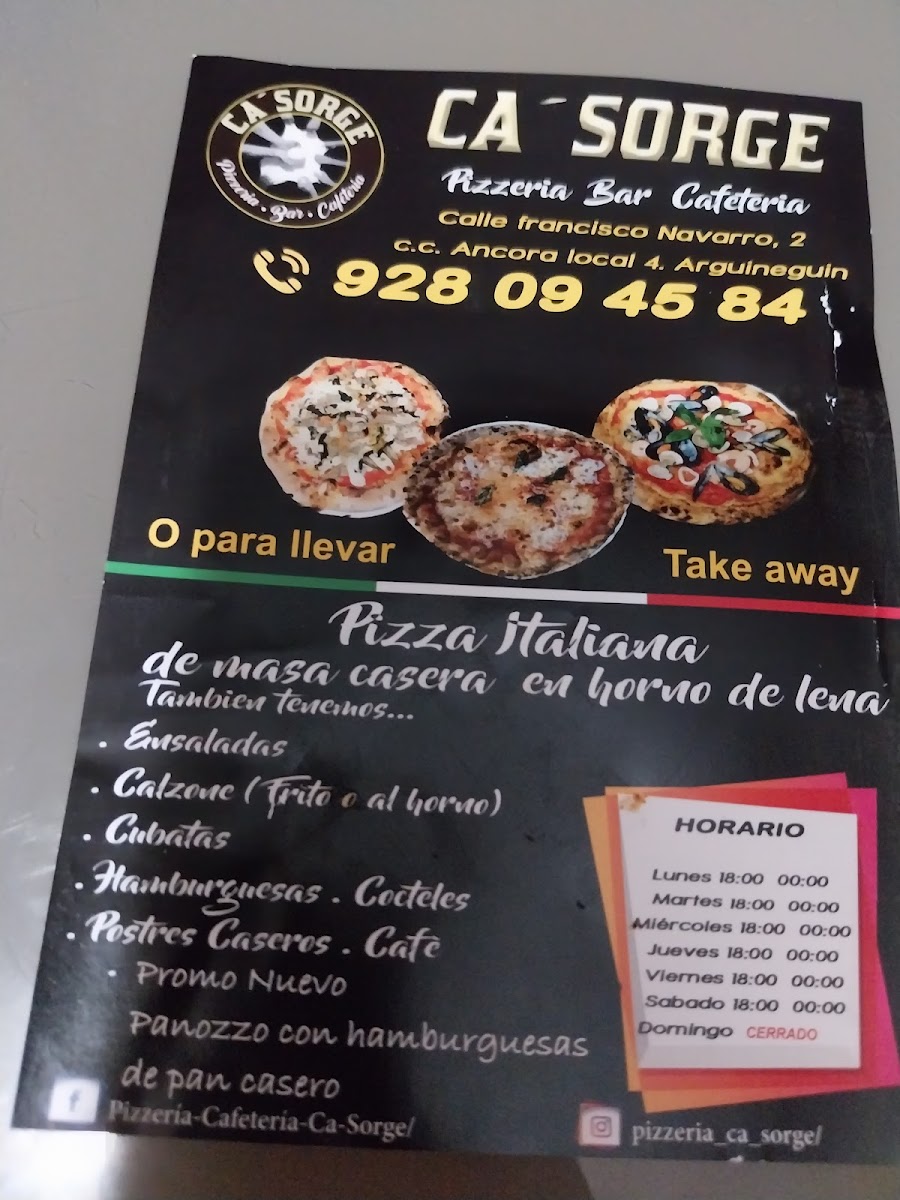 PIZZERÍA CA'SORGE ARGUINEGUIN Photo Menu 7