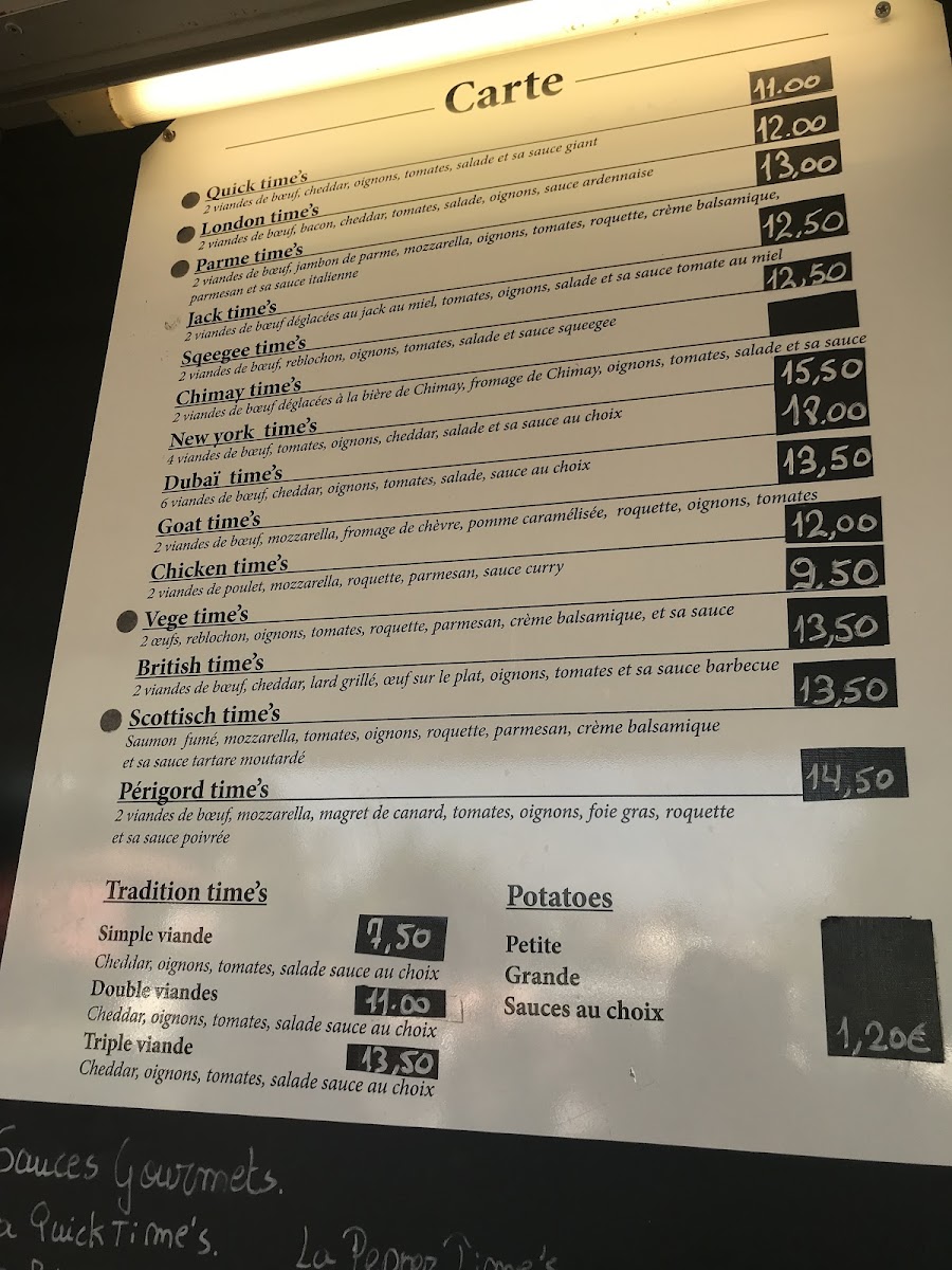BurgerTime's • France Photo Menu 1