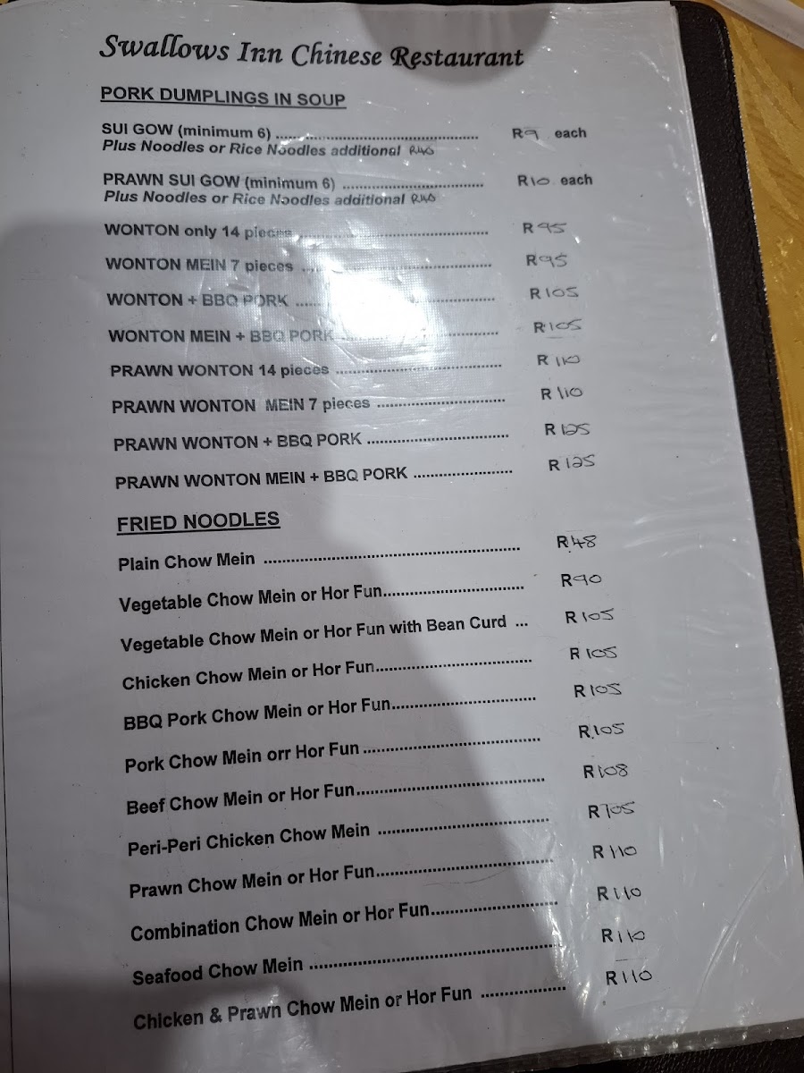 Swallows Inn Chinese Restaurant Photo Menu 3