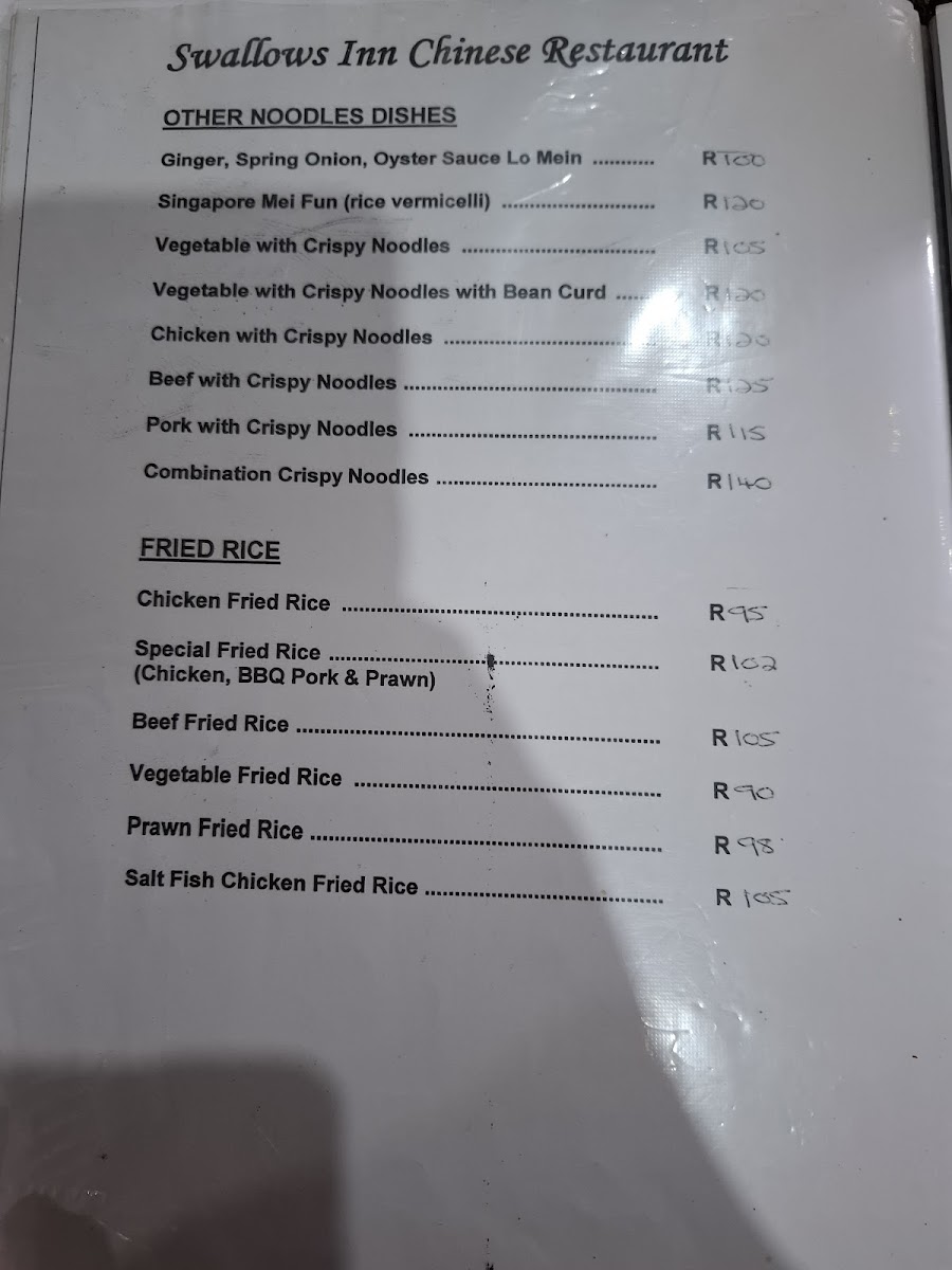 Swallows Inn Chinese Restaurant Photo Menu 6